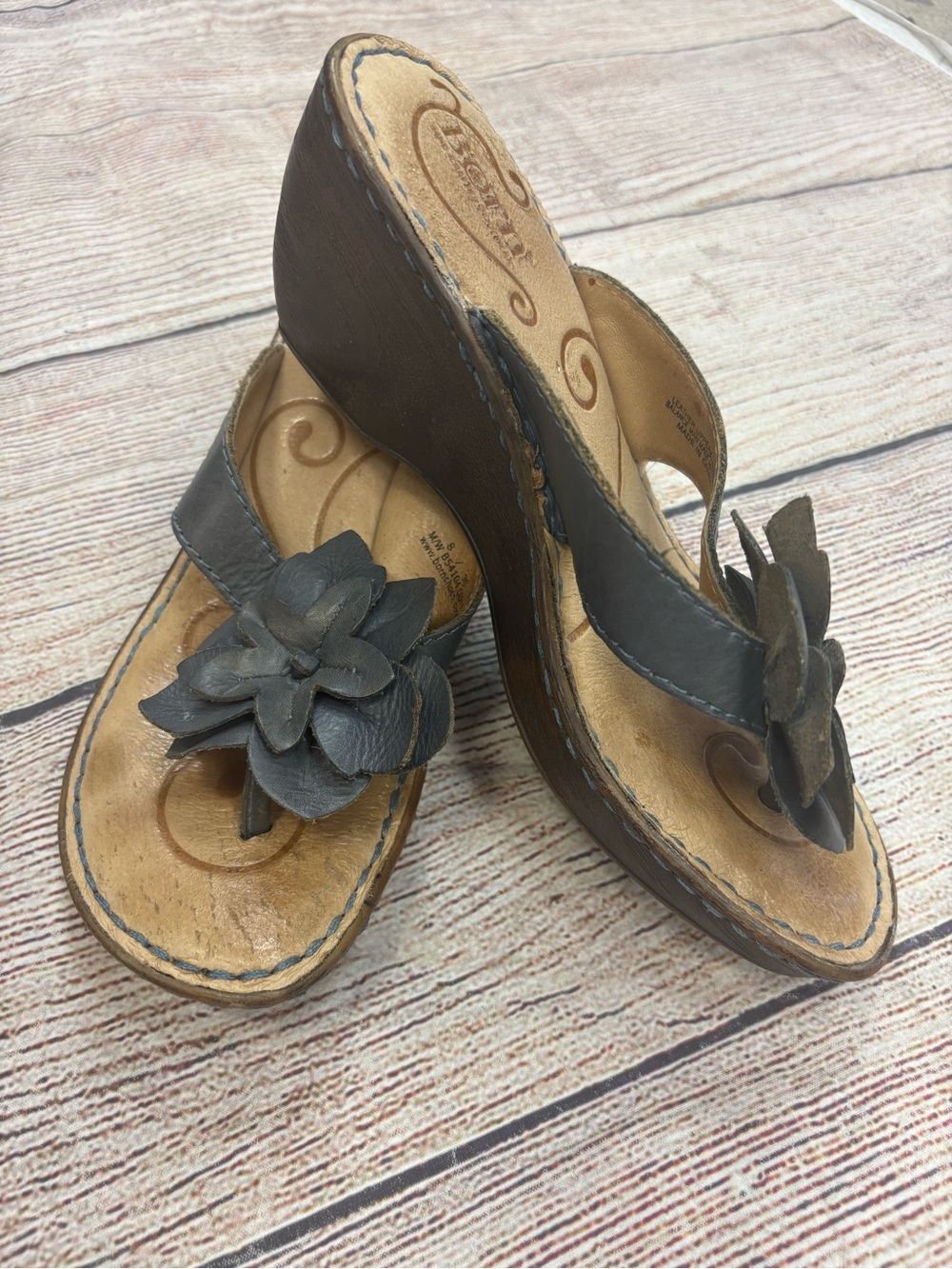 😍 Women's Born Floral Wedge Sandals - Gray blue